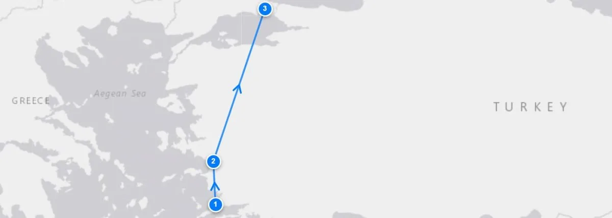 Bodrum Ephesus To Istanbul route map